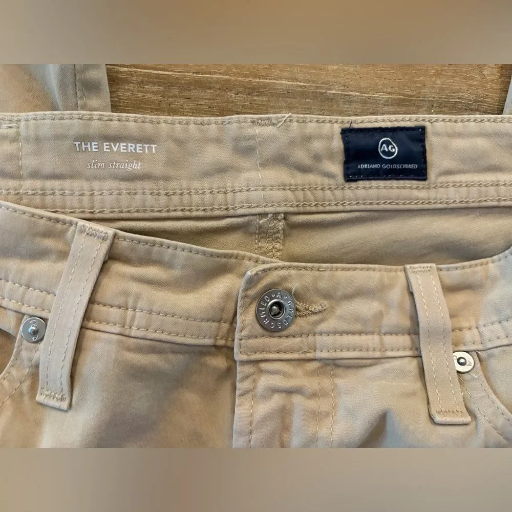 Ag Adriano Goldschmied Pants Men's Size 30 X 32 Everett Slim Straight Khaki Tan
